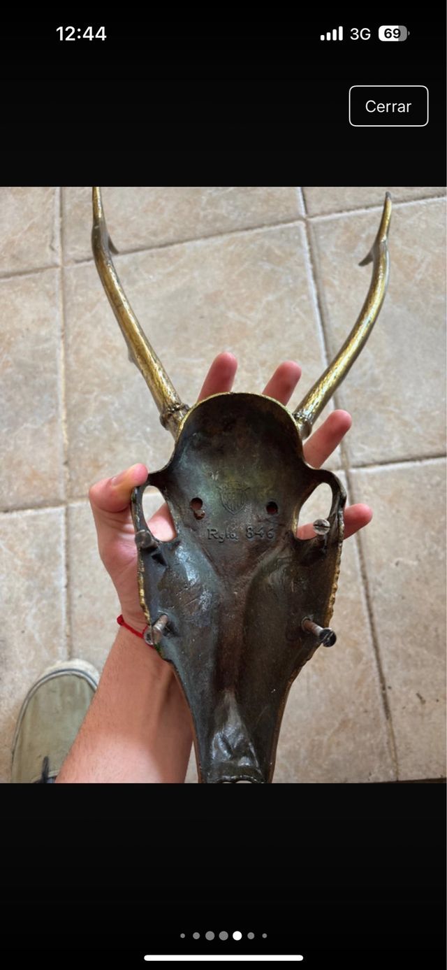 Cráneo Ciervo Bronce Decorativo