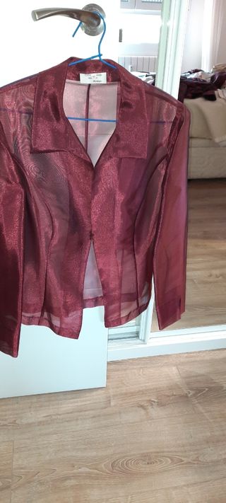 Sobrecamisa fiesta tul granate talla L
