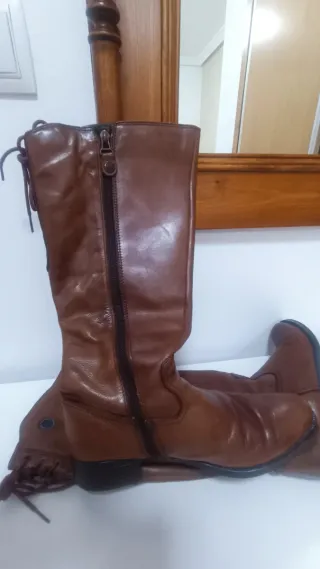 Botas de piel marron
Hasta la rodilla 
