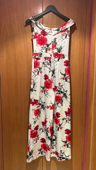 Mono floral niña blanco y rojo
