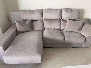 Sofá gris chaise longue 3 plazas