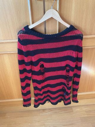 Jersey rayas rojo y negro 