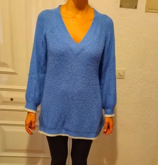 Jersey punto azul talla L