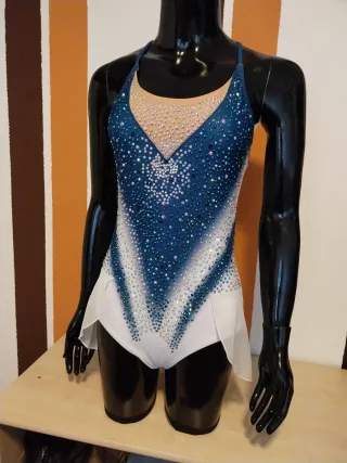 Maillot patinaje y baile azul y blanco