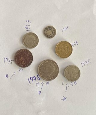 Lote 7 Monedas Antiguas Peseta España