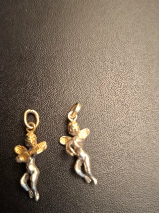 Angelitos de plata con patina de oro
