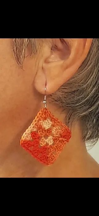 Lote de tres pares de Pendientes Crochet Cuadrados