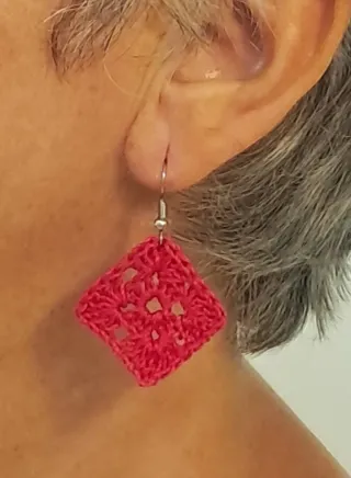 Lote de tres pares de Pendientes Crochet Cuadrados