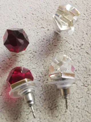 Pendientes Swarovski Cristales Rojos y Blancos