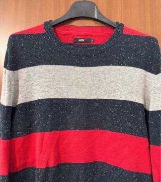 Celio Men’s Striped Crewneck Sweater – Red, Grey