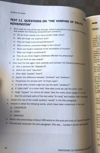 Análisis de texto. Ingles oposiciones secundaría. 