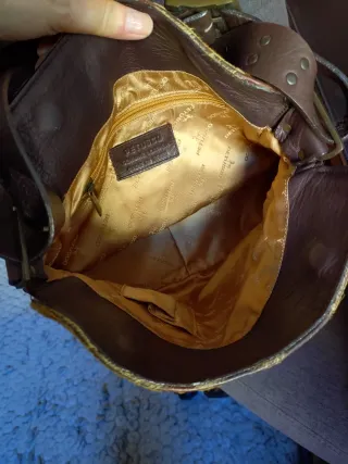 Bolso Petusco Piel Vaca Beige/Marrón