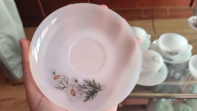 5 Tazas Arcopal Vintage con Platillos Flores