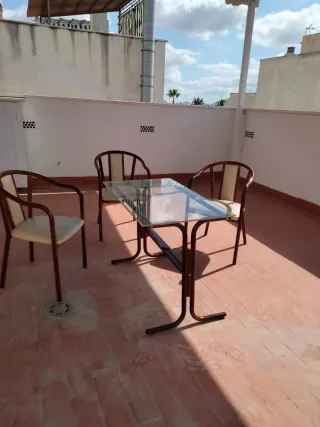 6 Sillas Hierro y Mesa Cristal Caoba