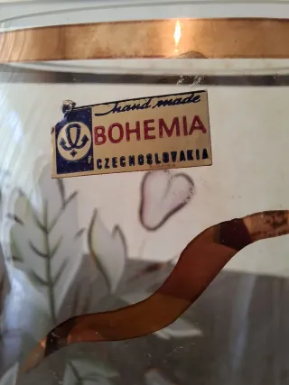 Vaso Bohemia Cristallo Decorato Oro