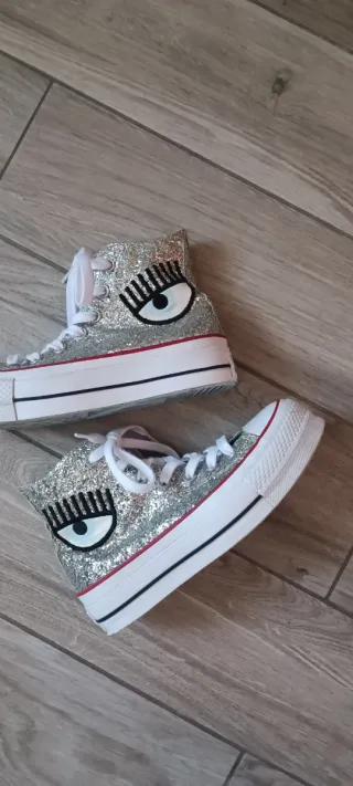 Converse Glitter Argento e Bianco
