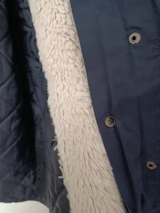 Parka azul Mango con capucha forrada
