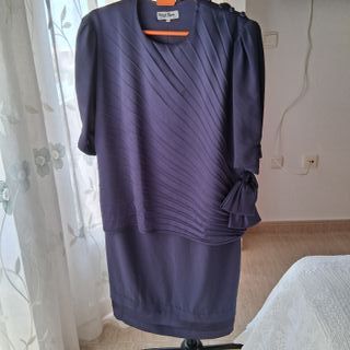 Vestido midi azul marino