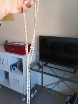 Collar doble vuelta perlas estilo años 20