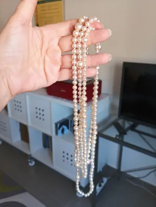 Collar doble vuelta perlas estilo años 20