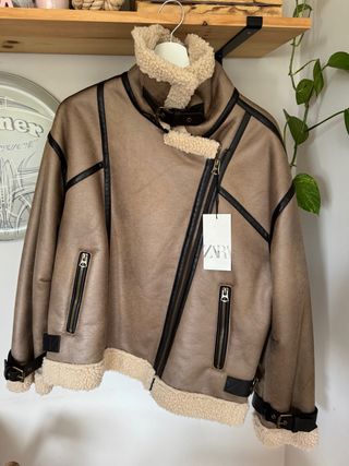 Cazadora doble faz Zara Beige/Marrón