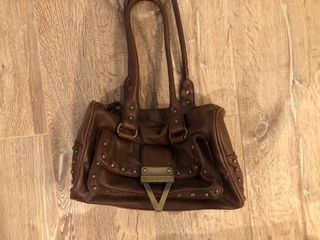 Bolso Valentino Marrón Piel Tachuelas Vintage