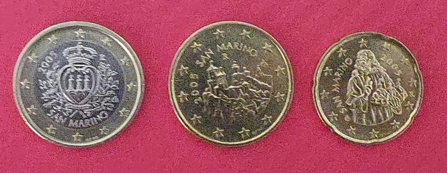 3 Monedas San Marino 2005 SC