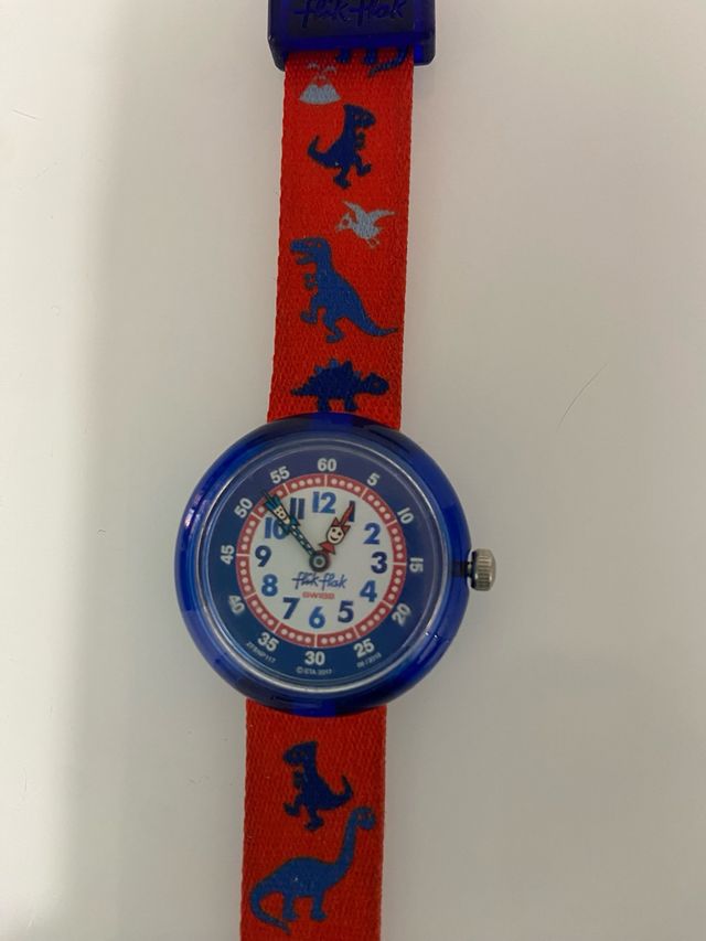 Reloj Flik Flak Dinosaurios Azul y Rojo