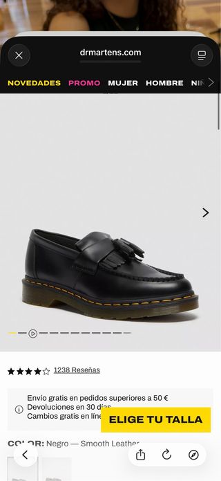 Dr. Martens Adrian Mocasines Talla 35 Negro