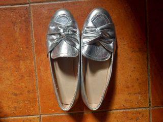 ZARA Manoletinas plateadas talla 36