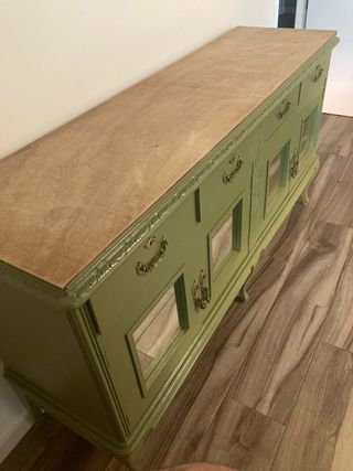 Cómoda antigua madera y cristal