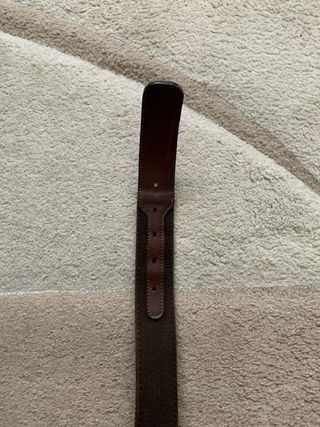 Cinturón tela rayas marrón y rojo. 90 a 100 cm