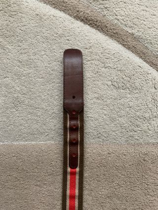 Cinturón tela rayas marrón y rojo. 90 a 100 cm
