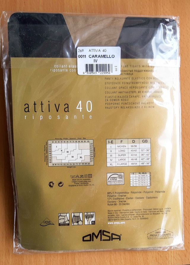 4 Collant OMSA Attiva 40 DEN TG IV