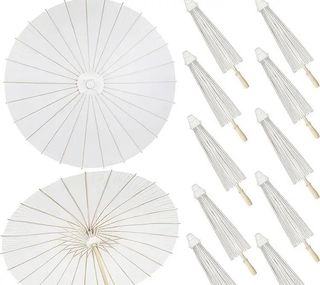 Pack 6 Paraguas Papel Blanco Asas Madera