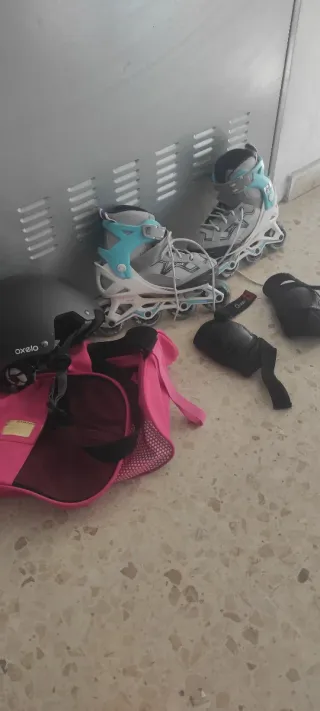 Set Patines Niña Oxelo talla 32-35 + Protecciones 