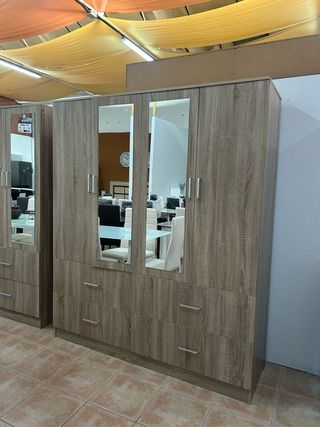 Armario Ropero Madera 2, 3 y 4 Puertas + Espejo