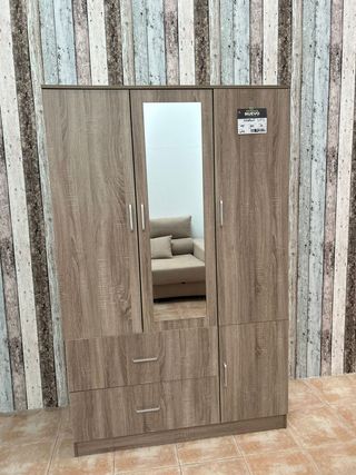 Armario Ropero Madera 2, 3 y 4 Puertas + Espejo