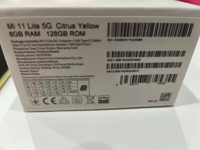 Xiaomi 11 Lite 5G Amarillo 128GB