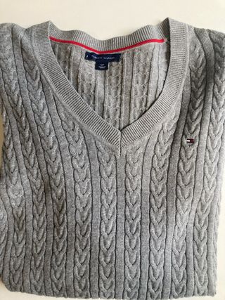 Suéter Tommy Hilfiger Cable Knit Gris Talla S