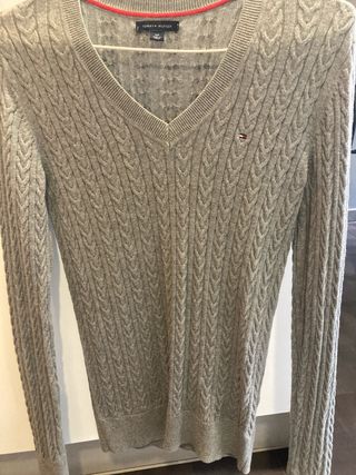 Suéter Tommy Hilfiger Cable Knit Gris Talla S