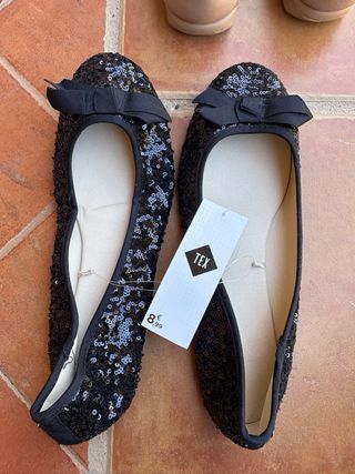 Zapatos planos lentejuelas TEX negros