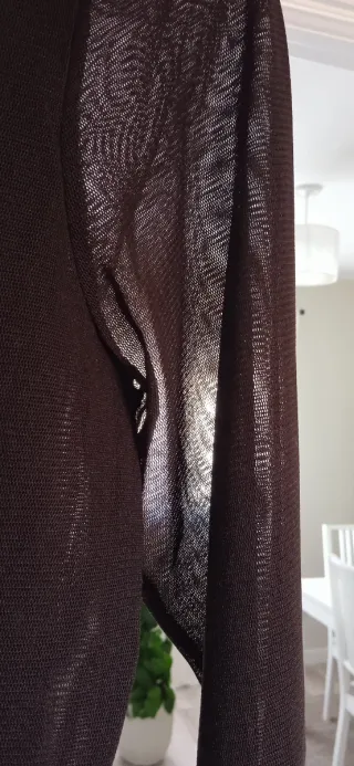 Blusa Malla Transparente Manga Larga Marrón 