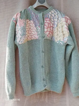 Cardigan donna mistolana verde e rosa