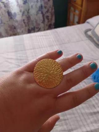 Anillo grande acero inoxidable dorado