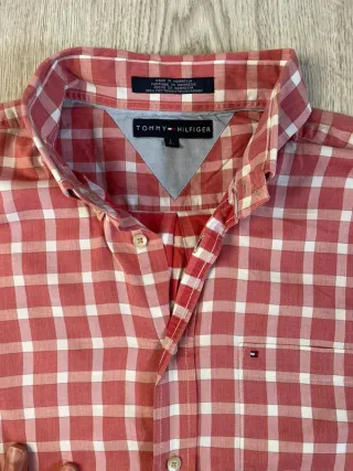 Camisa Tommy Hilfiger cuadros rojo y blanco