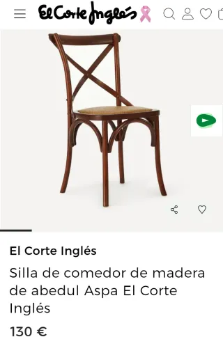 3 Sillas comedor madera El Corte Inglés