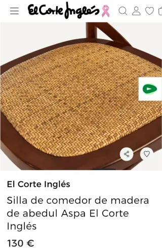 3 Sillas comedor madera El Corte Inglés