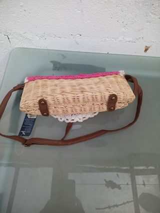Bolso de mano JUST FANNY rosa y beige