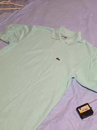 Polo Lacoste verde claro – talla L, algodón piqué 